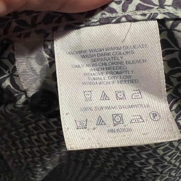 Lands End Women's Sz 10 Button Down Long Sleeve Blouse White/Brown - Picture 5 of 5